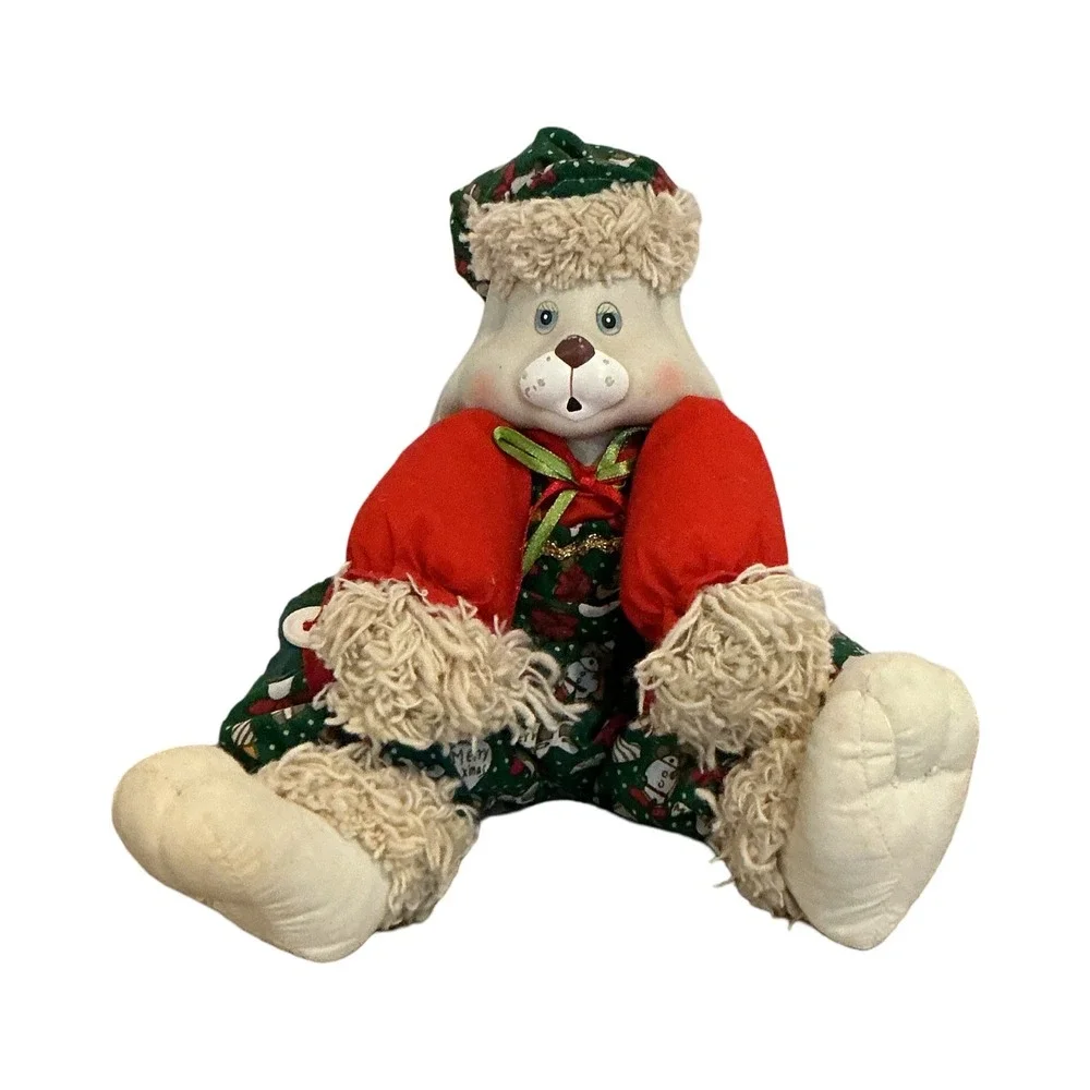 Vintage‎ TL Toys 1995 Christmas Bunny Rabbit Plush Green Red Holiday Doll 10